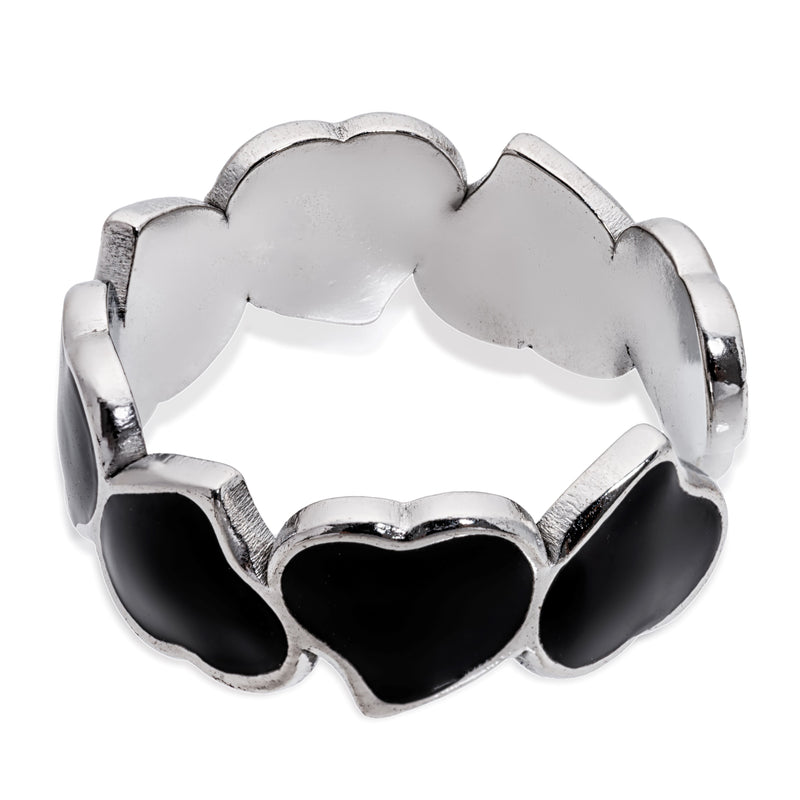 Black enameled heart Ring