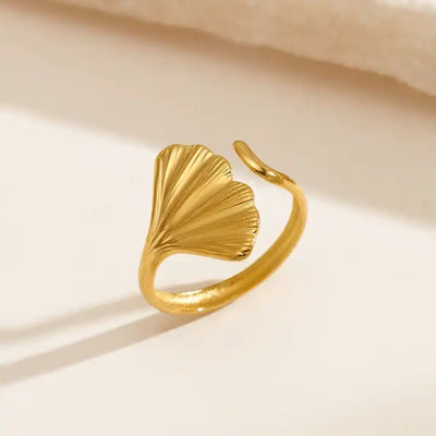 Seashell Shape Open Gold Ring - 6